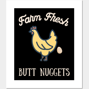 Chicken Farm Fresh Butt Nuggets Funny Farm Animal Posters and Art